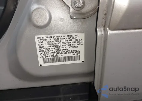 2004 Honda Pilot Ex-L из США, поврежденный, VIN 2HKYF18584H613239